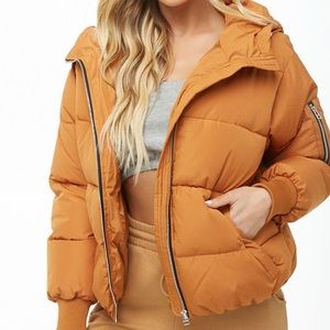 Forever 21 Orange Crop Puffer Coat